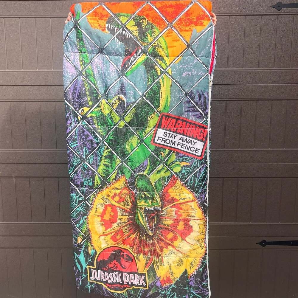 Jurassic Park Sleeping Bag Size 30 X 57 1992 Vintage Dinosaur 90s Kids